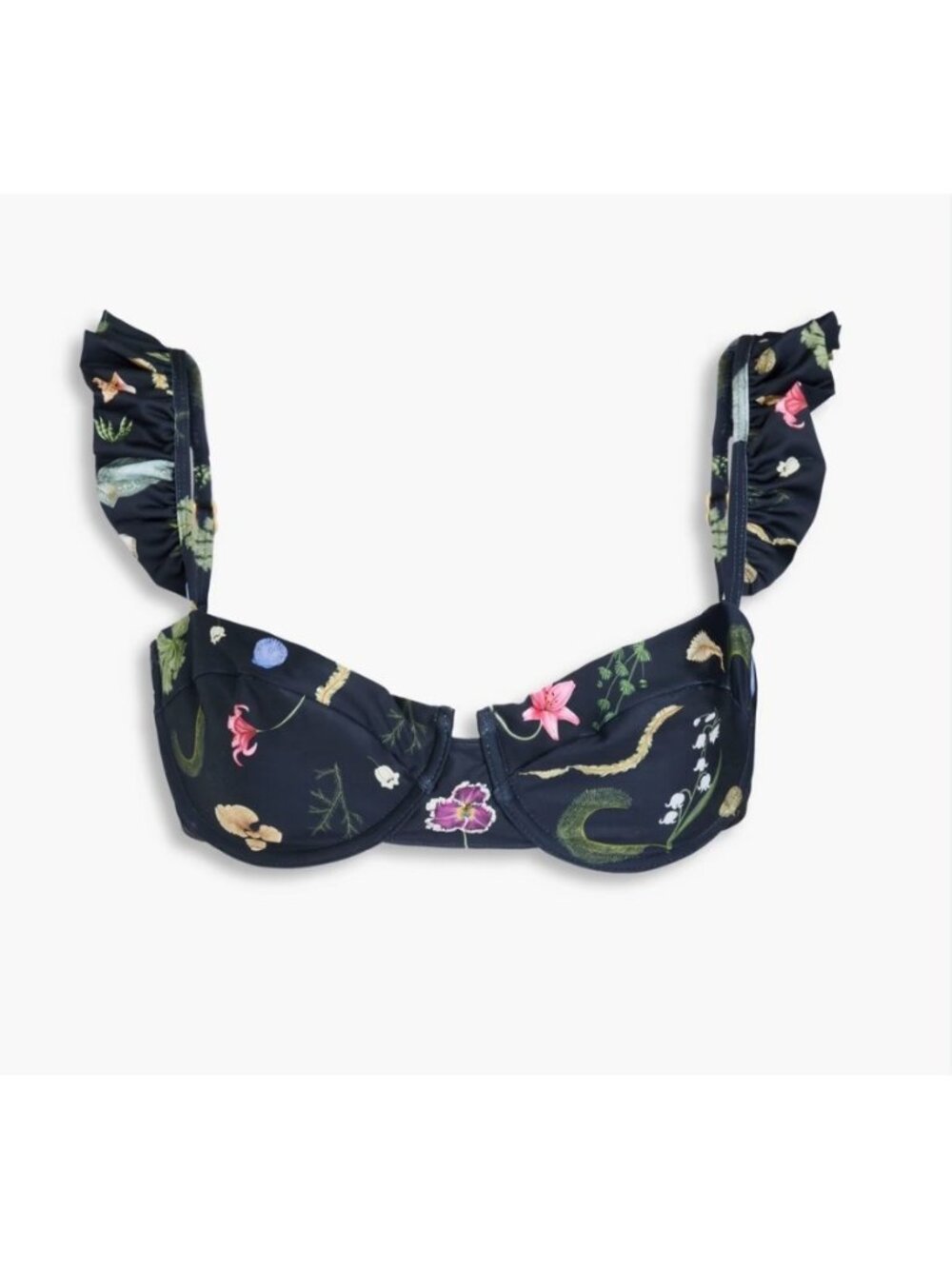 AGUA by AGUA Bendita  $160 Kiwi Tesoro ruffled printed bikini top NEW XS - Picture 10 of 10